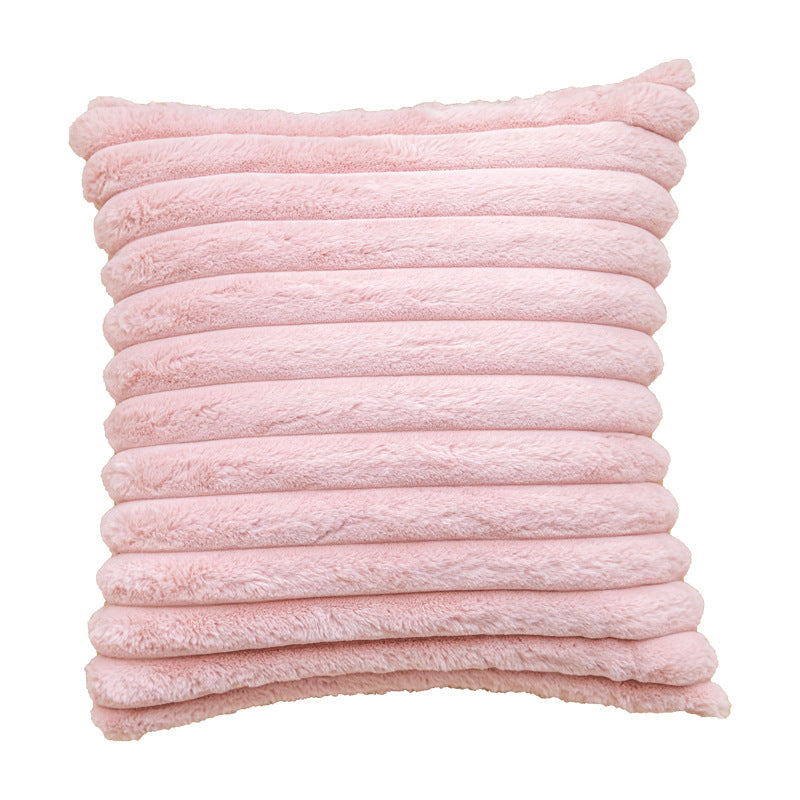 Housse de coussin rayée en fausse fourrure