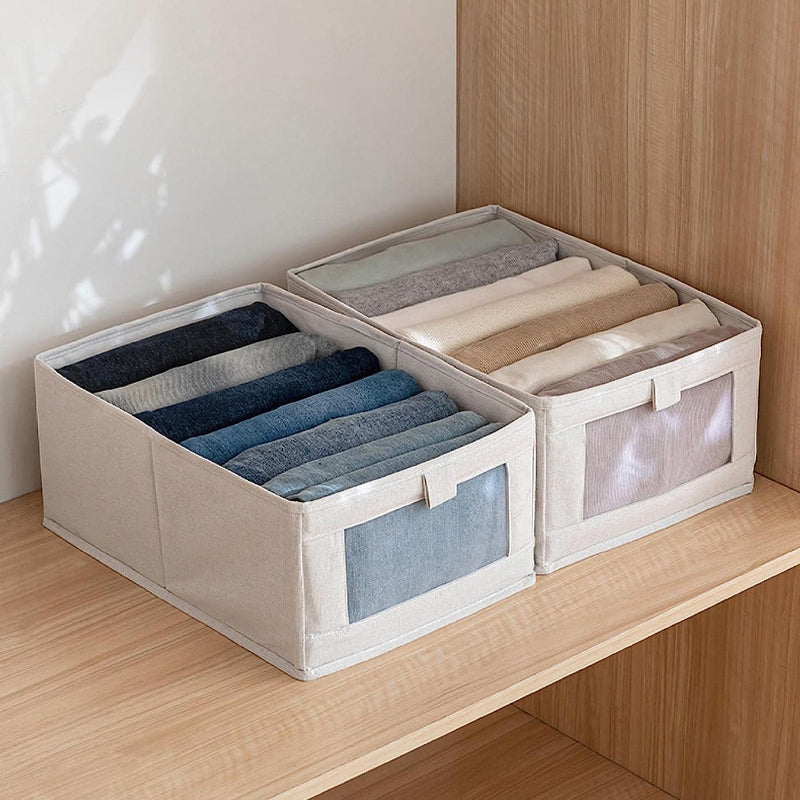 Boîte de rangement en coton avec fenêtre de visualisation