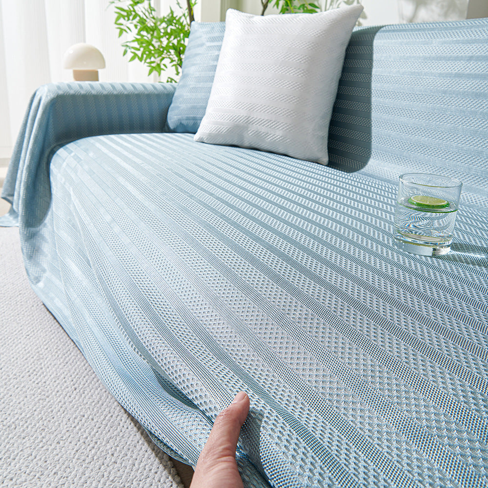 Couverture de canapé d'été fraîche rayée