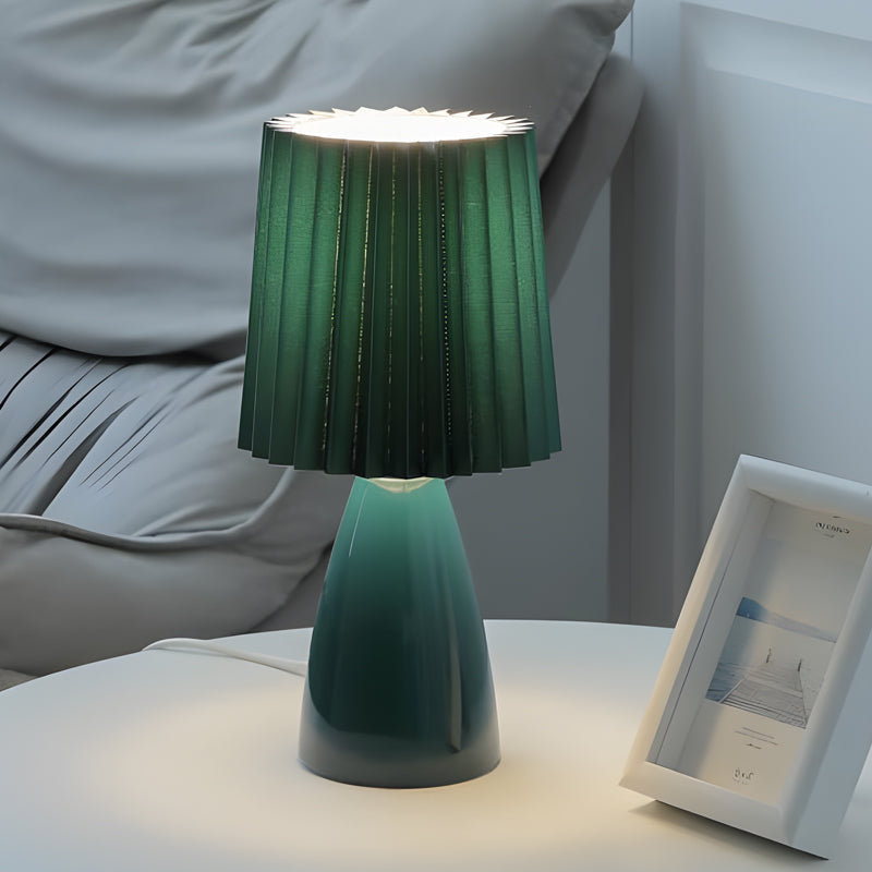 30cm Tissus plissés - Lampe de table avec base en verre et USB, Dimmable avec 1 point lumineux