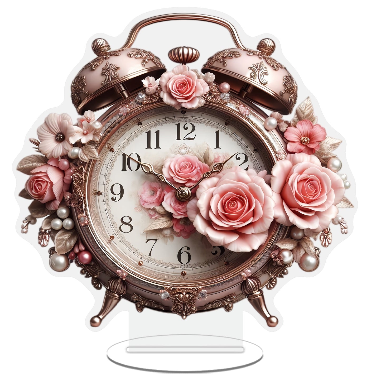 BohoBloom Horloge - Horloge mural floral vintage pour la table