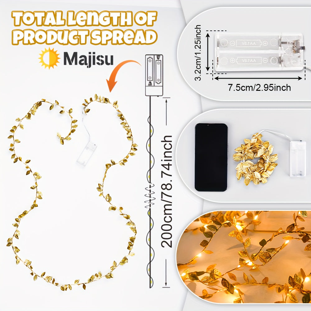 FairyLume – Élégante Guirlande Lumineuse en Feuille Dorée