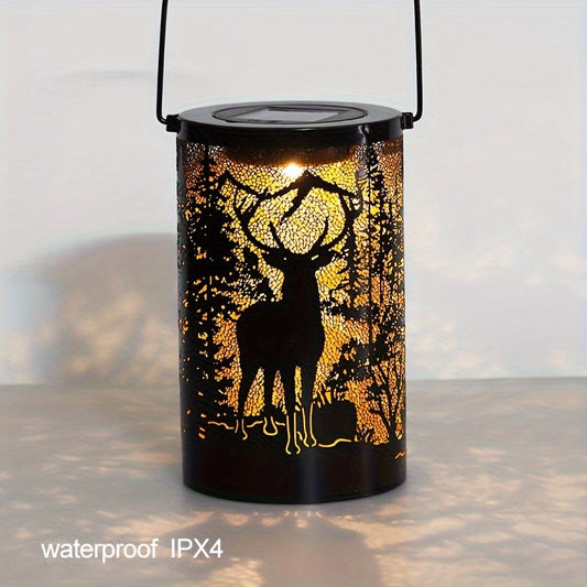 LumiGlow Lantern - Lanterne en fer solaire avec design naturel