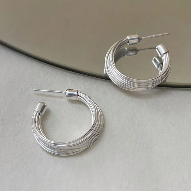 Amelie Boucles d'oreilles Lignes Superposées - Anneaux Élégants