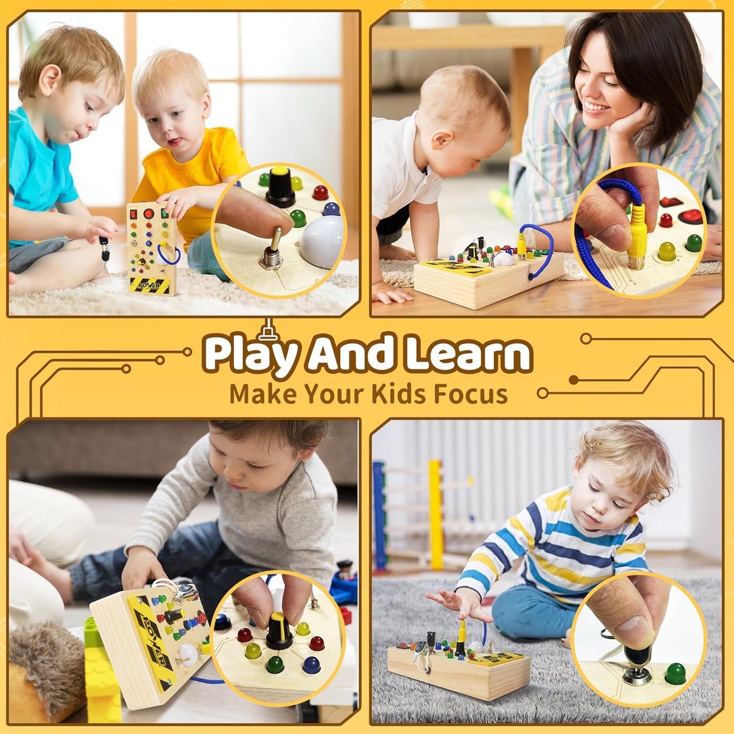 Tableau de Formation Sensorielle Montessori pour Enfants - Jouet Éducatif en Bois avec Lumières LED, Cadeau d'Apprentissage Précoce pour Bébés