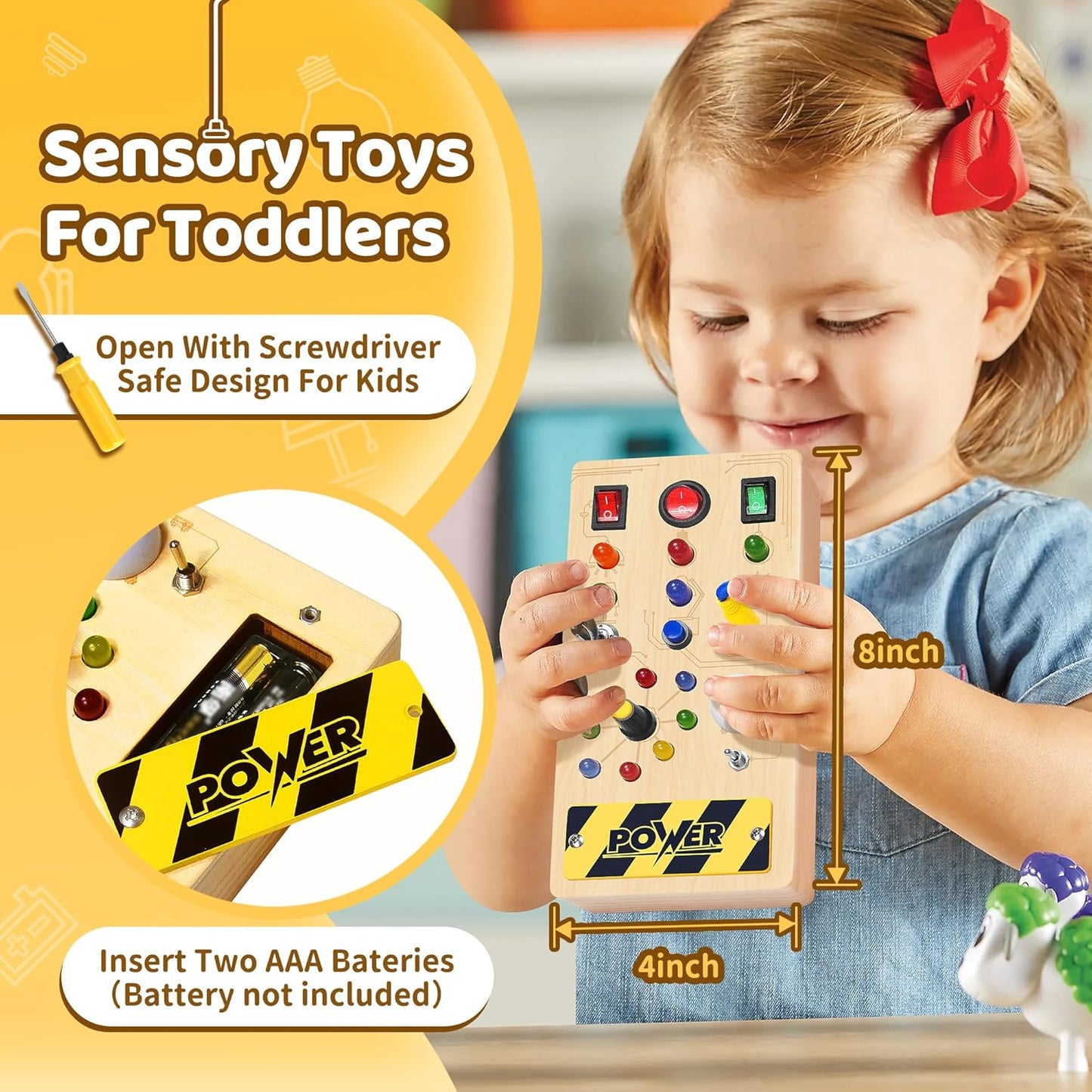 Tableau de Formation Sensorielle Montessori pour Enfants - Jouet Éducatif en Bois avec Lumières LED, Cadeau d'Apprentissage Précoce pour Bébés