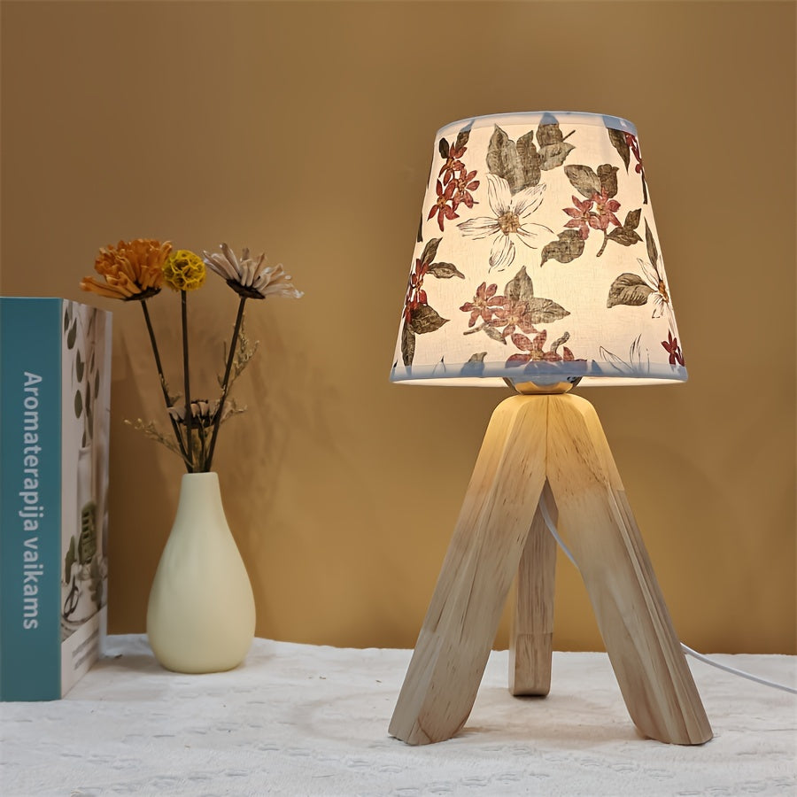 FloralGlow Lampe - Élégante Lampe de Table LED en Bois