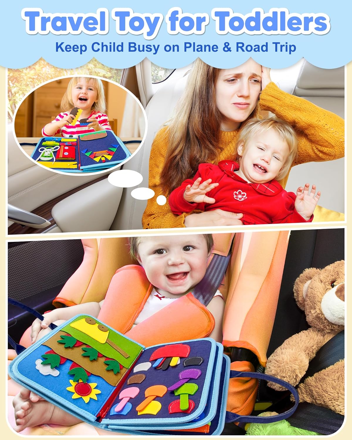 Tableau de jeu interactif bleu pour enfants - Apprentissage amusant pour les petits