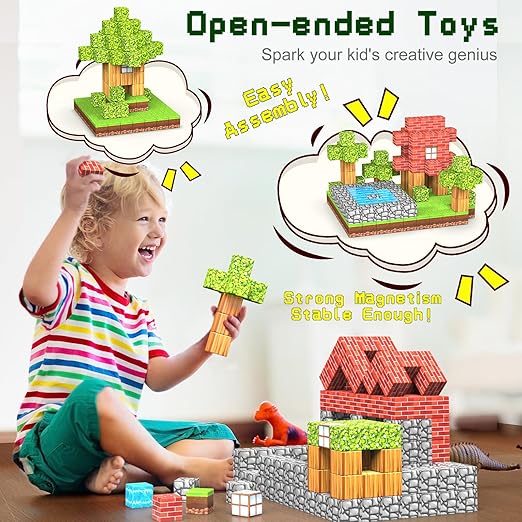 Ensemble de blocs de construction magnétiques pour enfants - Cubes sensoriels STEM Montessori pour tout-petits, cadeau éducatif pour garçons et filles
