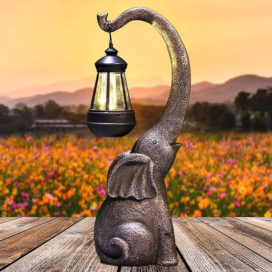 Floroux Lampe de jardin solaire Éléphant Enchanté | Lumière d'ambiance pour extérieur | Écologique | Lampe décorative de jardin