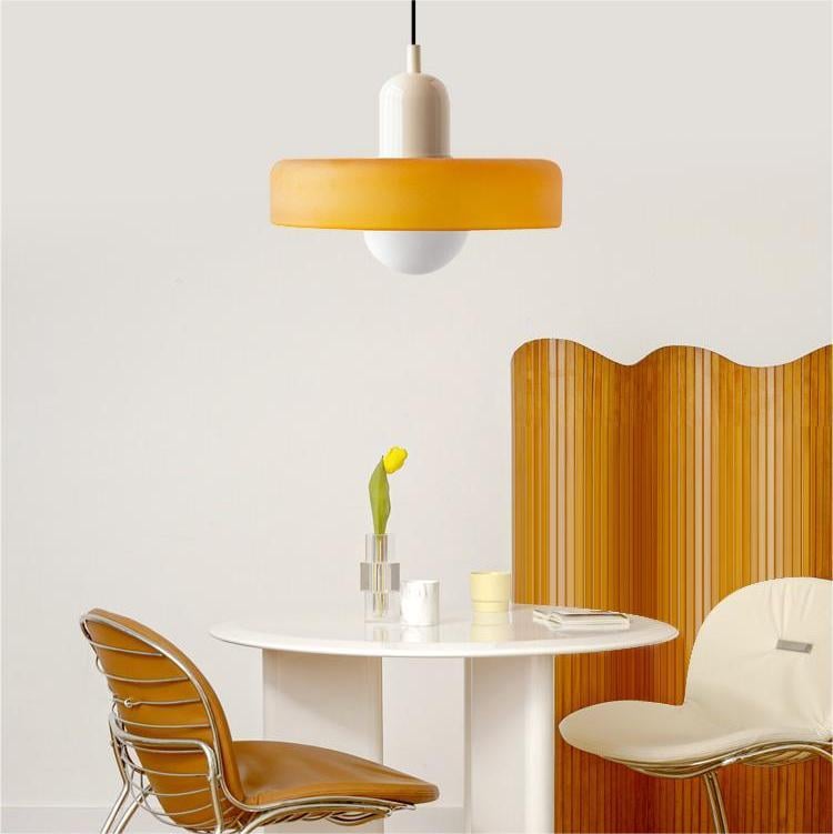 Suspension Floroux in colored glass | Elegant hanging lamp in Bauhaus style | Designer lamp for the living room and dining room
