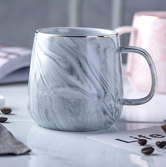 Floroux Marbre-Or Intarsien-Tasse | Tasse à café élégante | Tasse en porcelaine fabriquée à la main pour le thé et le café