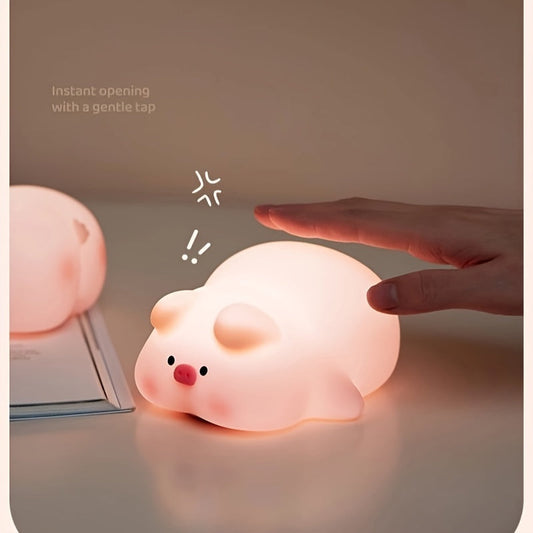 PiggyGlow – Jolie Lampe de Nuit LED Rose pour Enfants