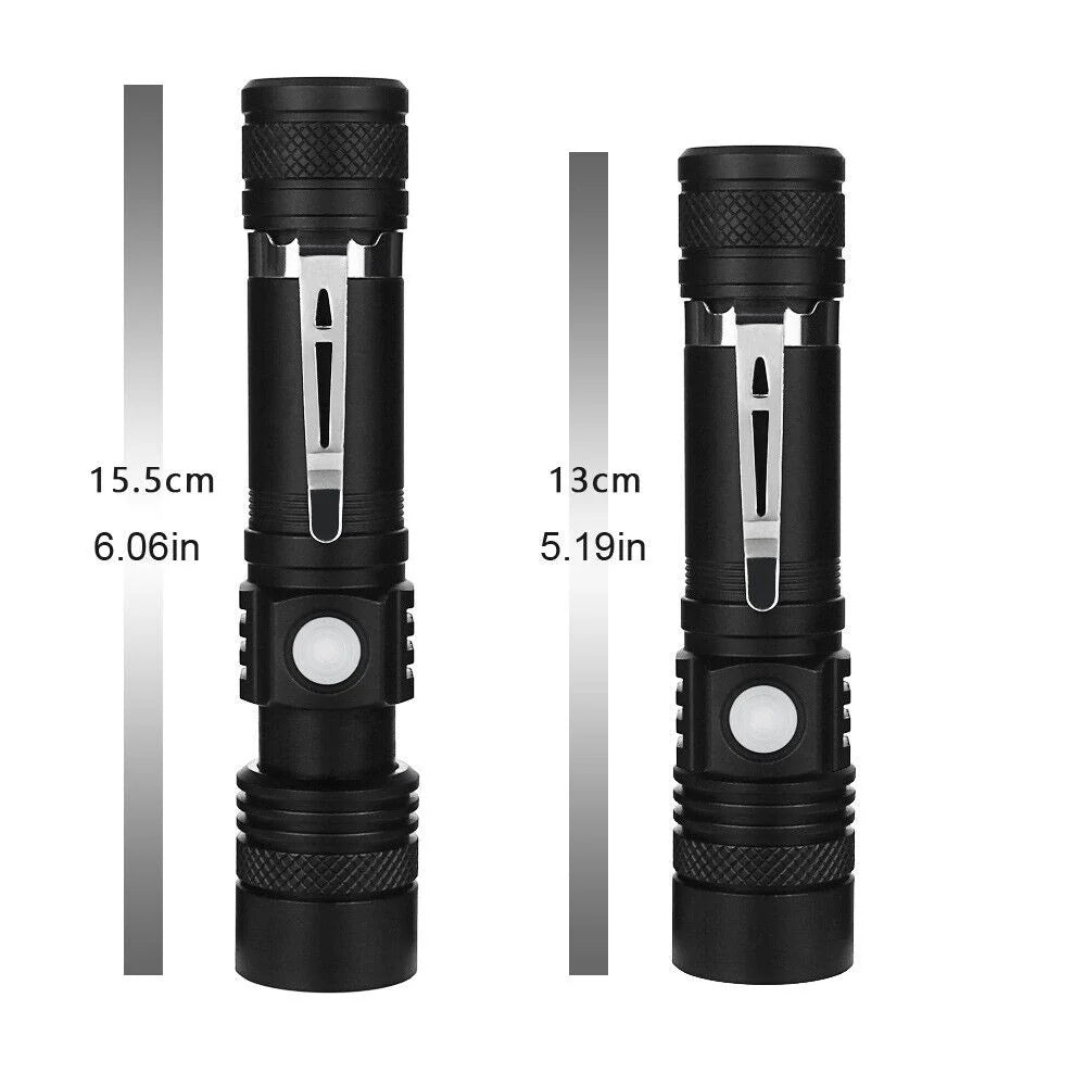 Floroux - Super lumineux 90000LM lampe de poche tactique zoomable avec batterie rechargeable