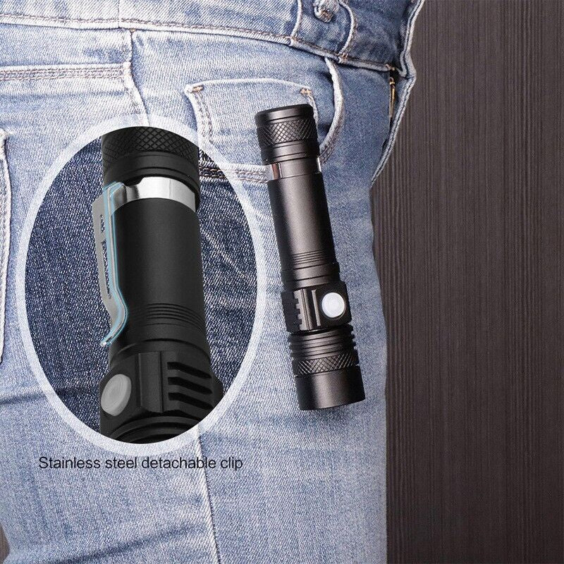 Floroux - Super lumineux 90000LM lampe de poche tactique zoomable avec batterie rechargeable