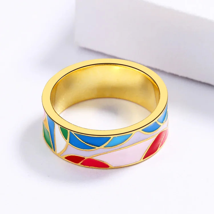 Bague en zirconium émaillé élégante - Nadia