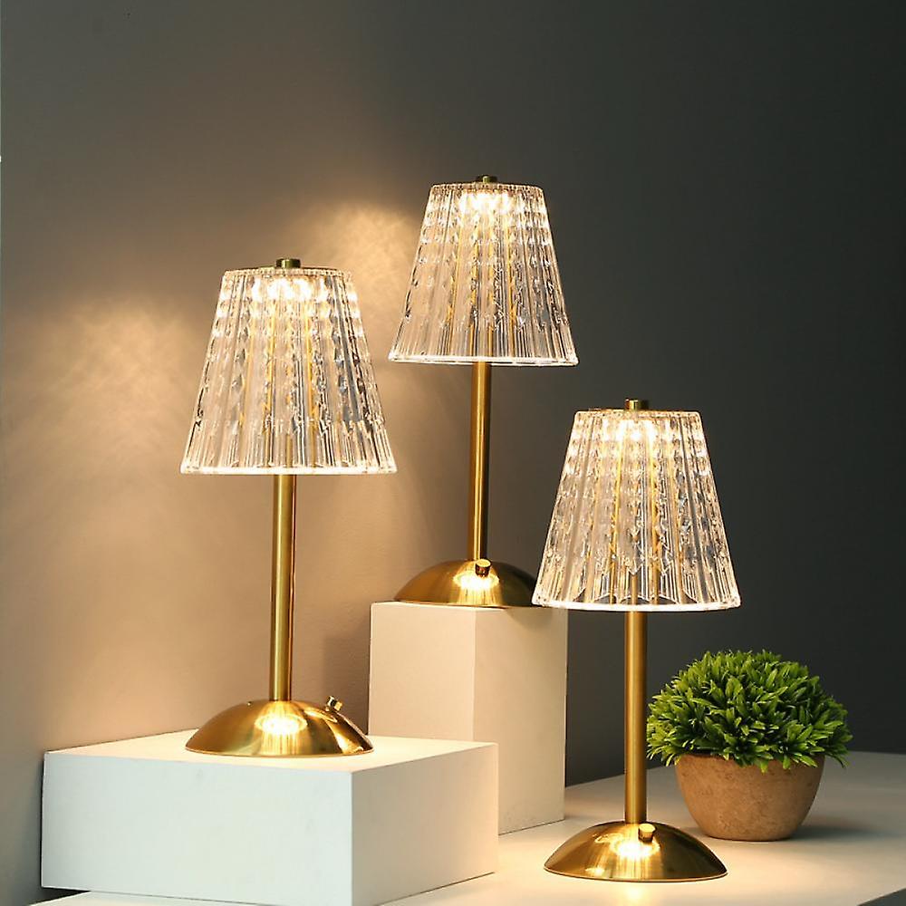 Alise - Lampe de table rechargeable en cristal doré