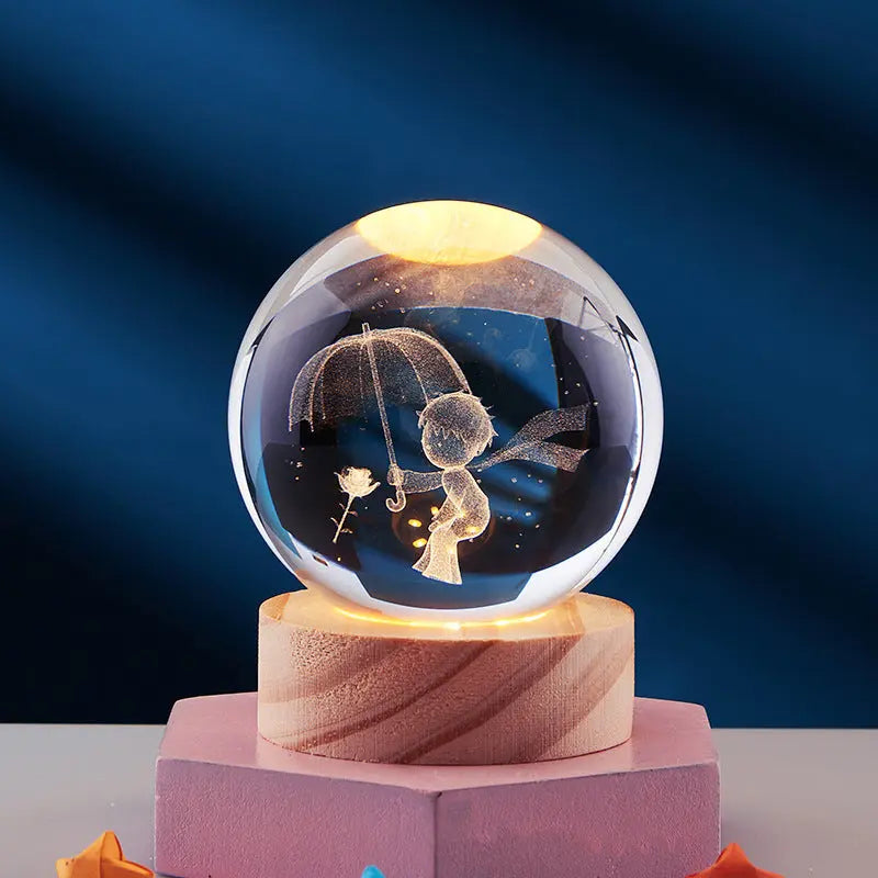 CristaLumi - Lampe de Nuit 3D en Cristal avec Éclairage LED