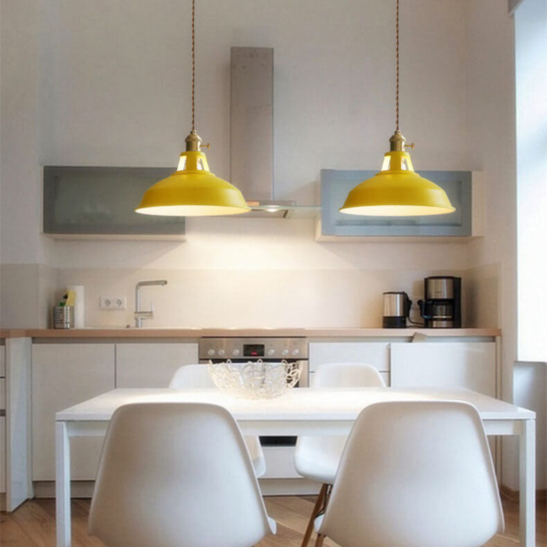 Floroux Industrial Pendant Light | Colorful Barn Shade Pendant | 1 Light for Kitchen & Dining Room