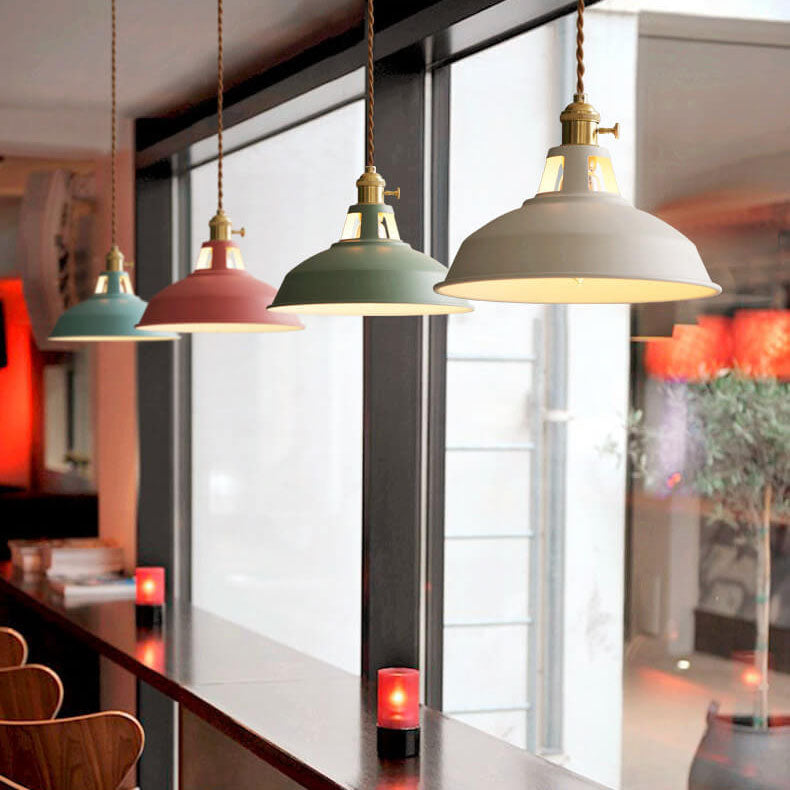 Floroux Industrial Pendant Light | Colorful Barn Shade Pendant | 1 Light for Kitchen & Dining Room