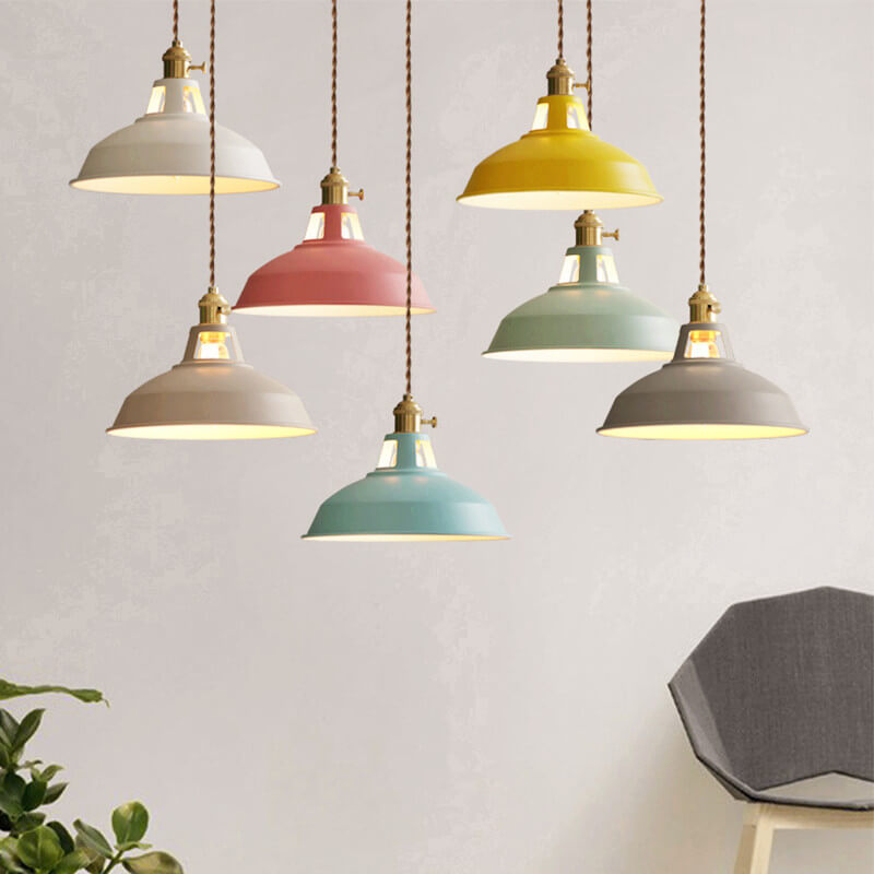 Floroux Industrial Pendant Light | Colorful Barn Shade Pendant | 1 Light for Kitchen & Dining Room