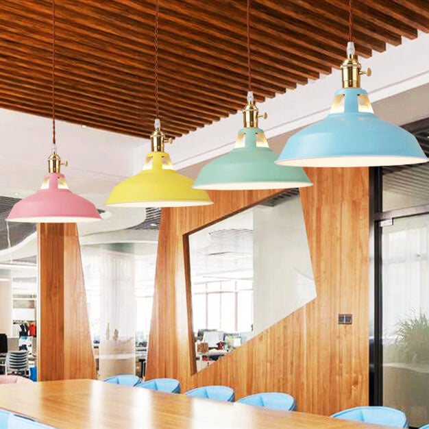 Floroux Industrial Pendant Light | Colorful Barn Shade Pendant | 1 Light for Kitchen & Dining Room