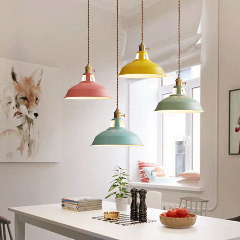 Floroux Industrial Pendant Light | Colorful Barn Shade Pendant | 1 Light for Kitchen & Dining Room