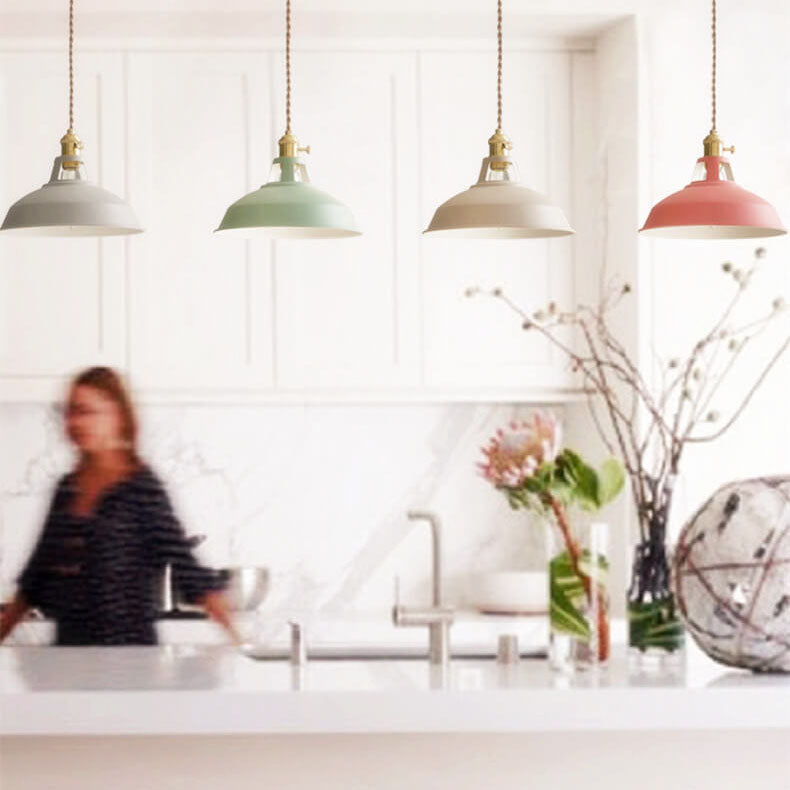 Floroux Industrial Pendant Light | Colorful Barn Shade Pendant | 1 Light for Kitchen & Dining Room