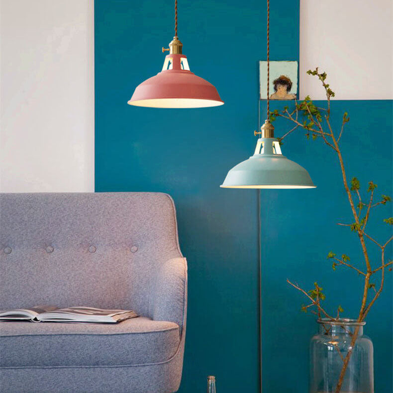 Floroux Industrial Pendant Light | Colorful Barn Shade Pendant | 1 Light for Kitchen & Dining Room