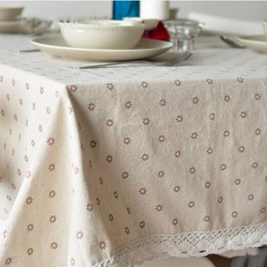 Nappe en coton lin à motif marguerite
