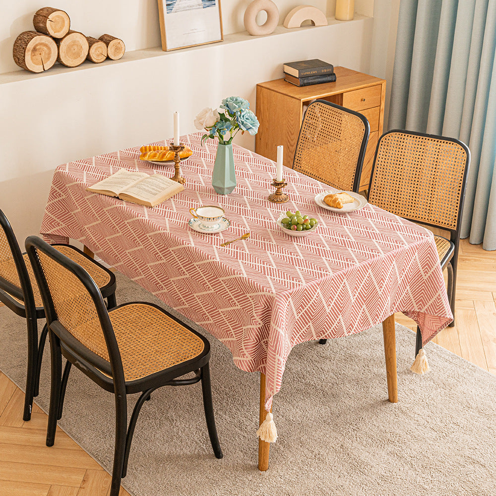 Nappe à franges en vague géométrique