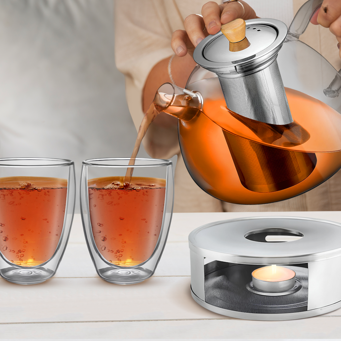 Théière élégante avec filtre - TeaFusion