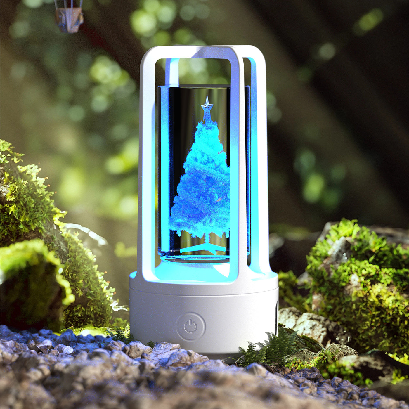 2-en-1 Blanc Landmark Lampe de nuit en cristal et haut-parleur Bluetooth Lampe de bureau