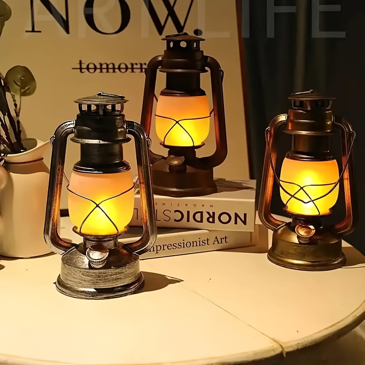 RetroGlow Lantern – Lampe LED Vintage avec effet de flamme