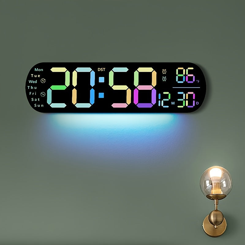 LumoView Horloge - Montre murale LED intelligente avec date et température