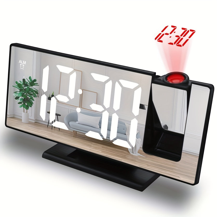 ProjectTime Horloge - Miroir de projection LED grand et élégant