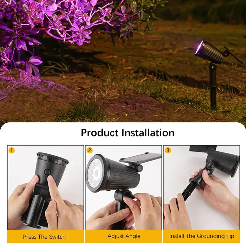 Spotlight LED solaire - Lampe de jardin - Luminosité réglable - Étanche
