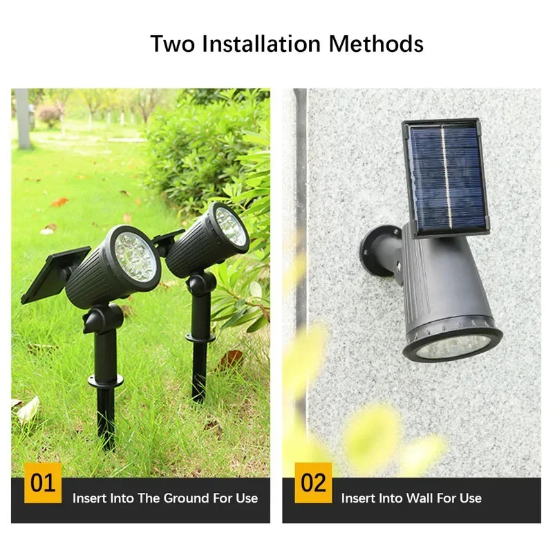 Spotlight LED solaire - Lampe de jardin - Luminosité réglable - Étanche