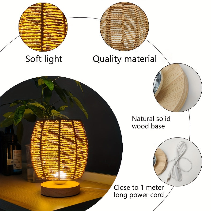 EcoLoom Lampe de Table – Bois Fait Main avec LED