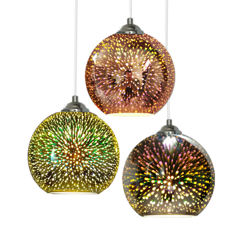 Floroux 3D Lustre Feux d'Artifice | Verre Changeant de Couleur | Décor pour Salon & Salle à Manger