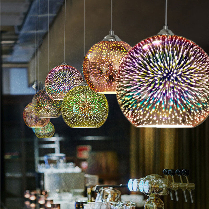 Floroux 3D Lustre Feux d'Artifice | Verre Changeant de Couleur | Décor pour Salon & Salle à Manger
