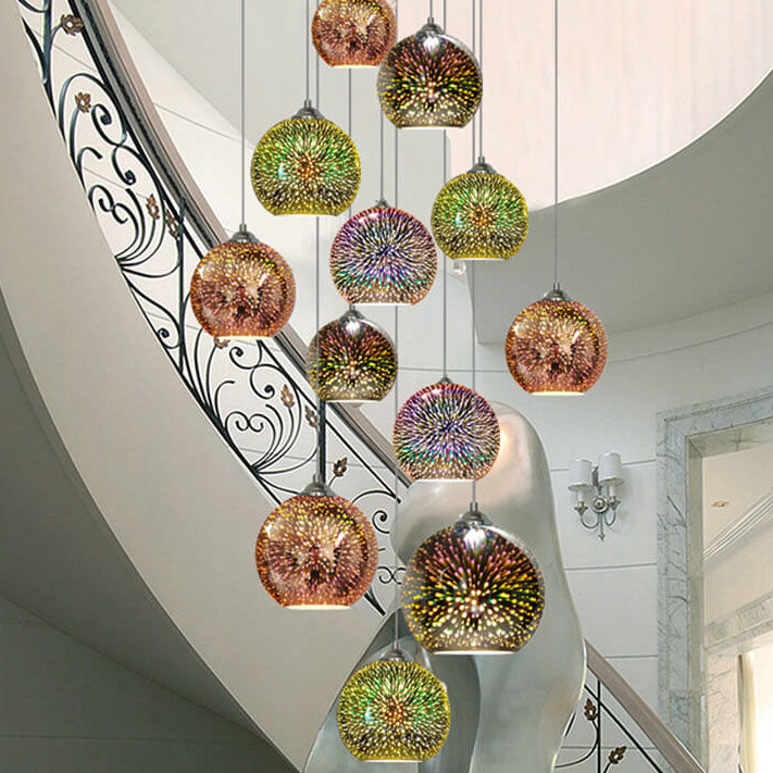 Floroux 3D Lustre Feux d'Artifice | Verre Changeant de Couleur | Décor pour Salon & Salle à Manger