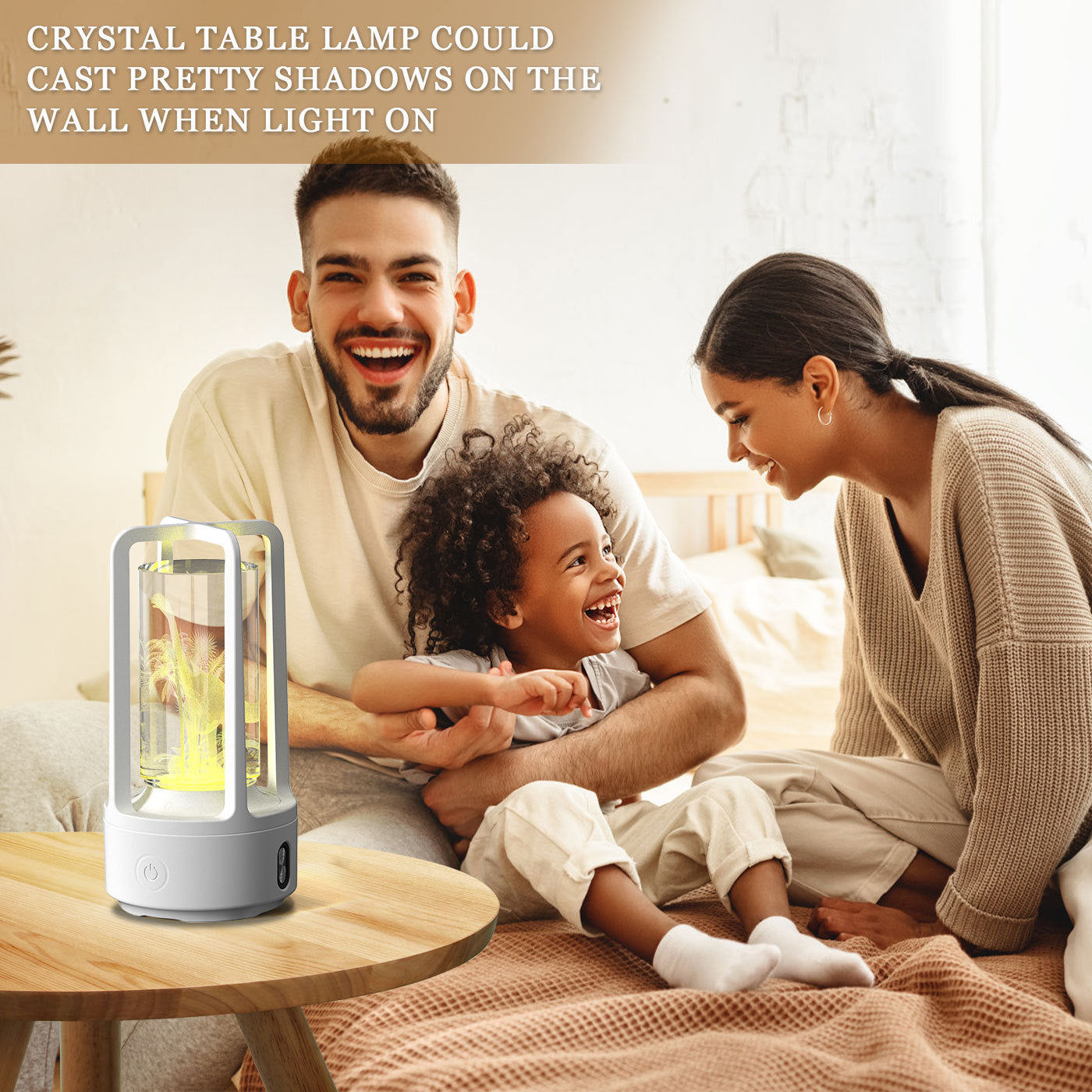 2-en-1 Lampe de nuit en cristal avec fleurs de l'arbre noir et enceinte Bluetooth lampe de bureau