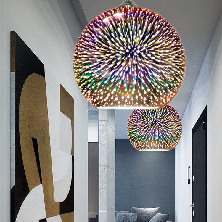 Floroux 3D Lustre Feux d'Artifice | Verre Changeant de Couleur | Décor pour Salon & Salle à Manger