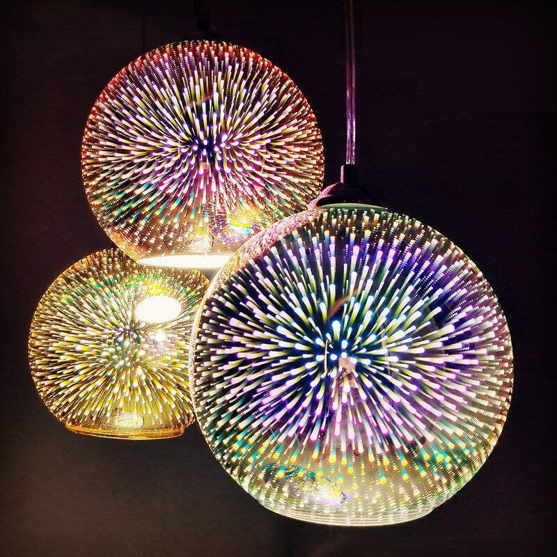 Floroux 3D Lustre Feux d'Artifice | Verre Changeant de Couleur | Décor pour Salon & Salle à Manger