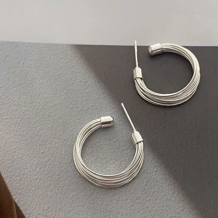 Amelie Boucles d'oreilles Lignes Superposées - Anneaux Élégants