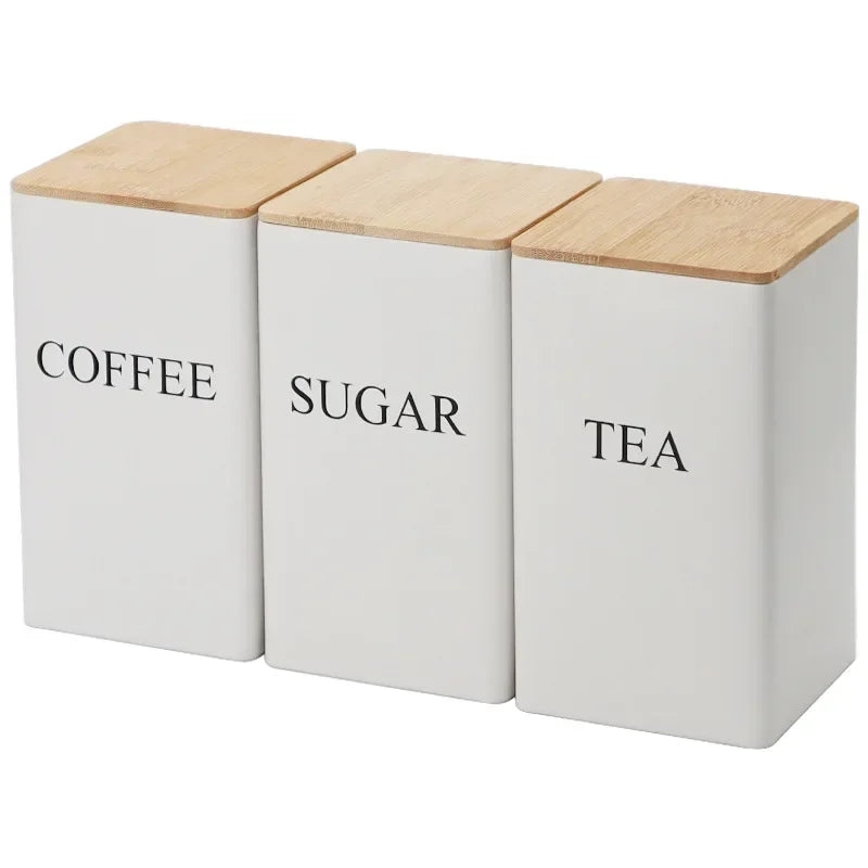 Ensemble de 3 bocaux à café, sucre et thé