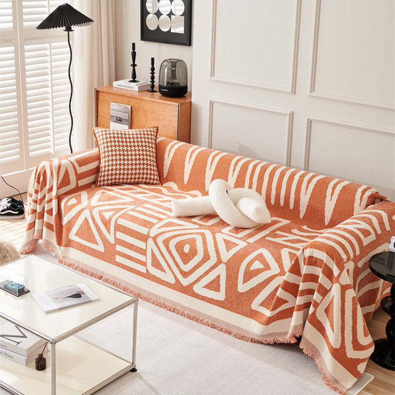 Housse de canapé/sofa style bohème géométrique