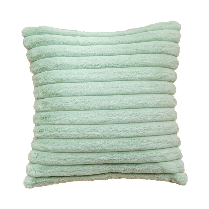 Housse de coussin rayée en fausse fourrure