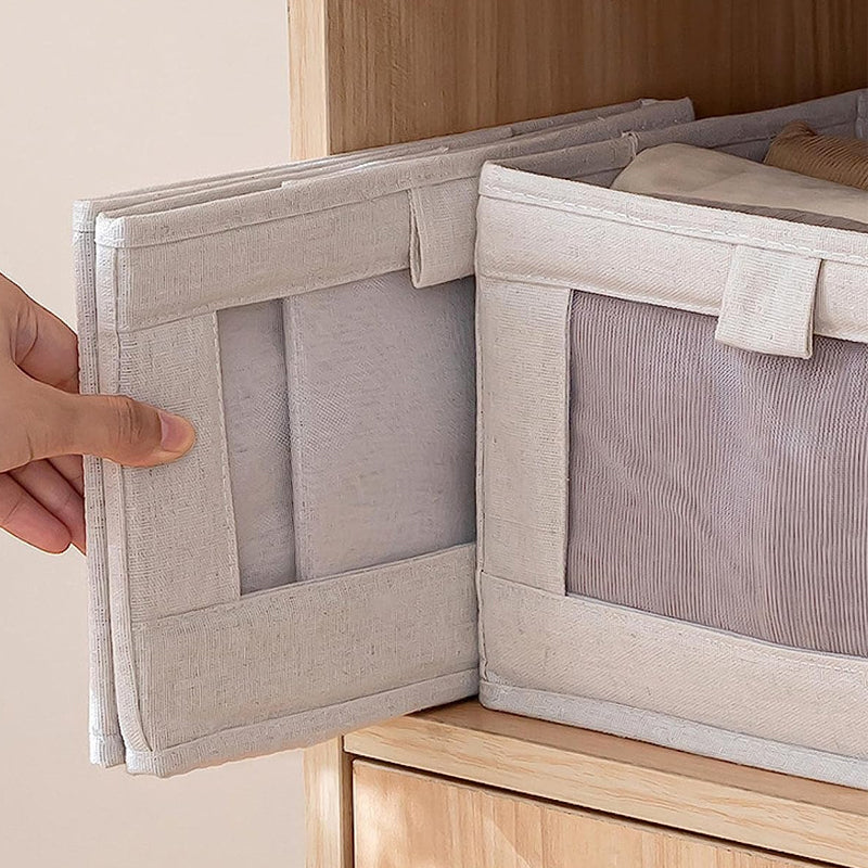 Boîte de rangement en coton avec fenêtre de visualisation